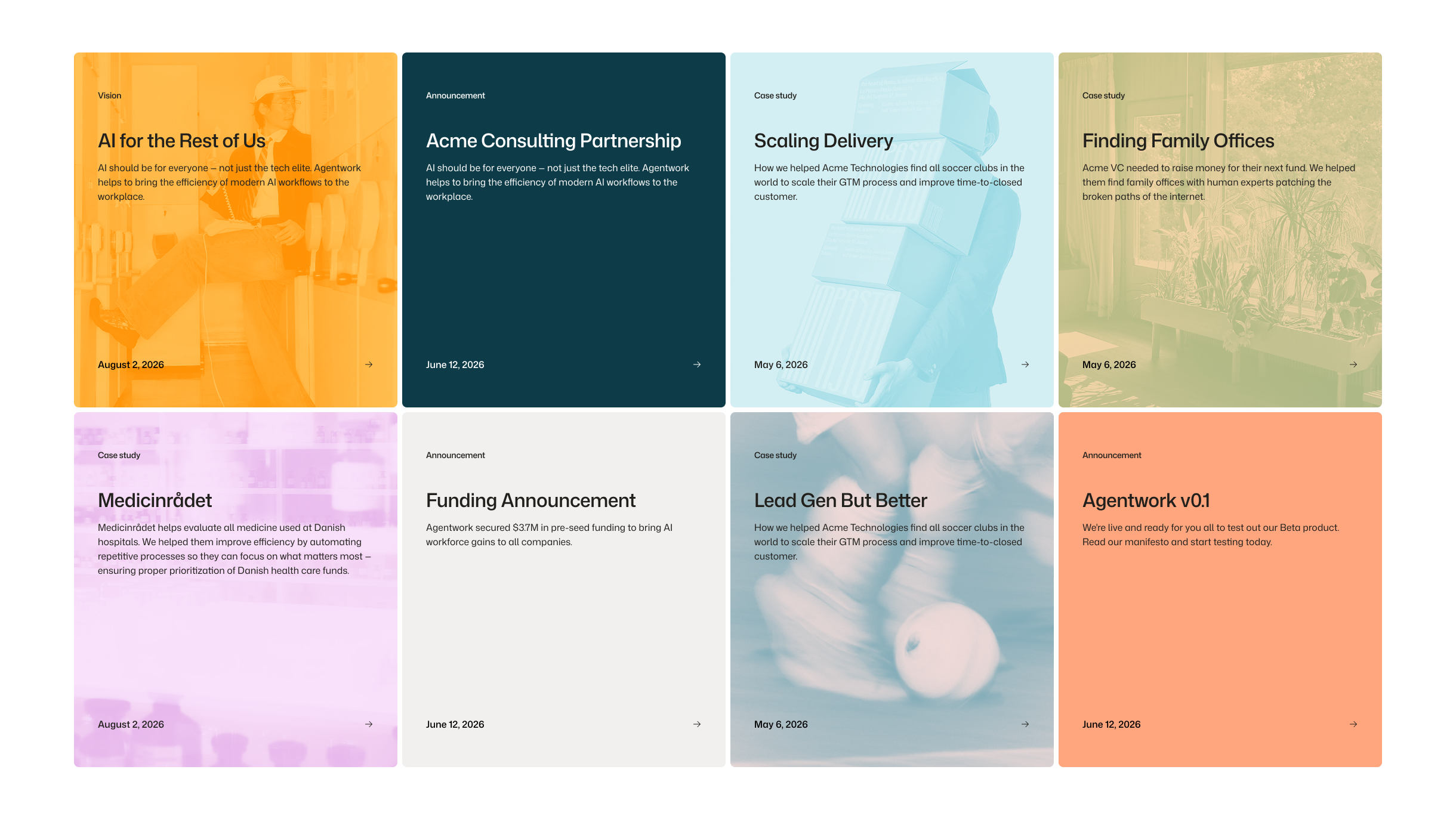 Blog posts layout with 8 blog posts