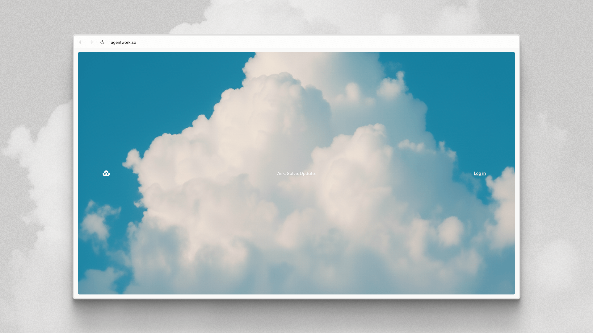 Agentwork landing page with clouds